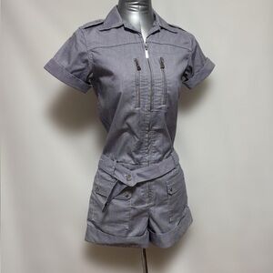 MARK & LONA Luxury Golf Blue & White Striped Romper. Women's Size Small.